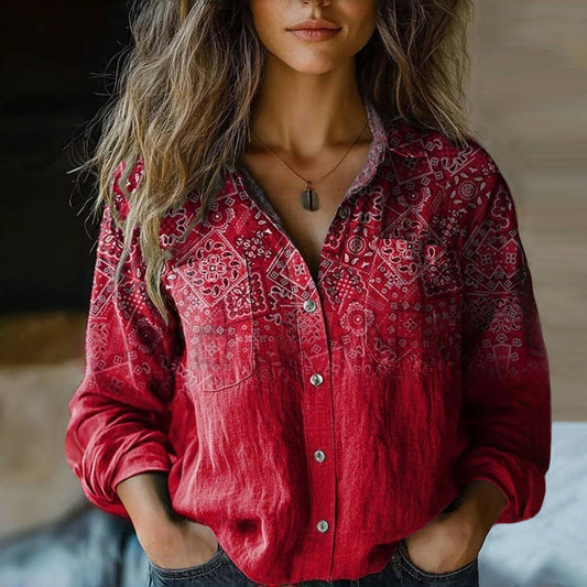 Nina™ – Bohemian Pattern Vintage Blouse