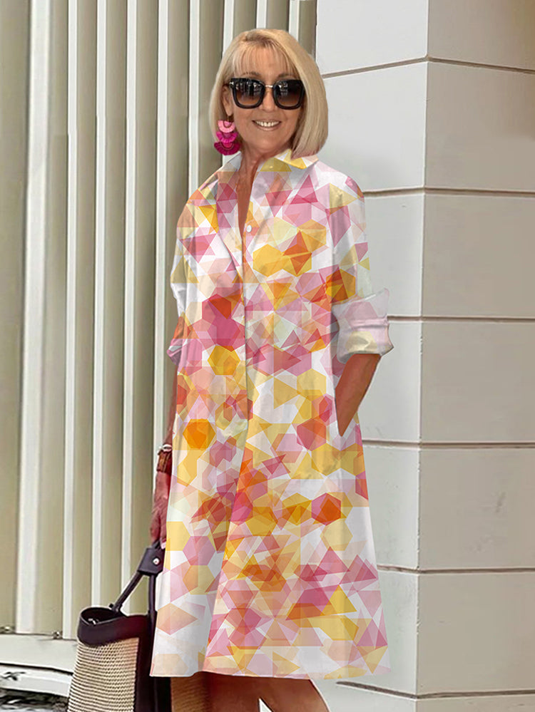 Daniella | Chic Geometric Shirt Dress