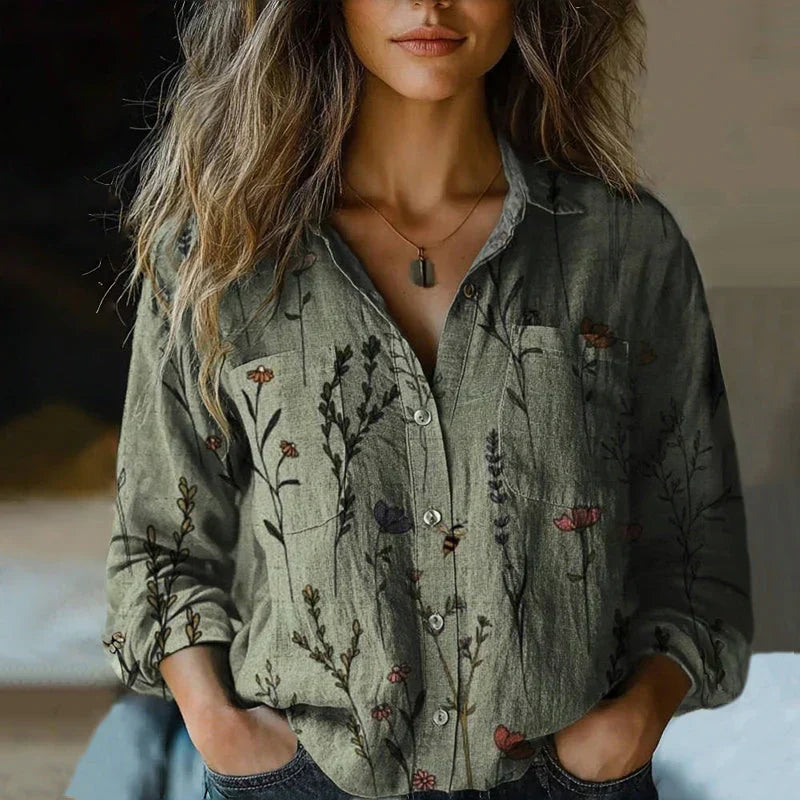 Nina™ – Bohemian Pattern Vintage Blouse